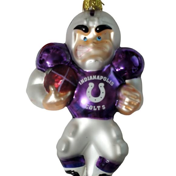 Scottish Christmas NFL Indianapolis Colts Blown Glass Ornament New Purple Jersey - Picture 2 of 7